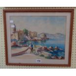 Manner of D'oyly John: a framed watercolour entitled St. Tropez in the image - bears a signature