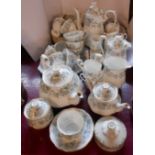 A large quantity of Royal Albert Silver Maple teaware including coffee set, tea set, etc.