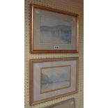 Elizabeth Drake: a gilt framed watercolour, depicting a view of the Severn Valley - sold with a