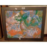 Tony Arnold: a framed oil abstract painting - signed verso and dated 2018 - 39cm X 49cm