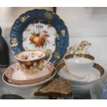 A late 18th Century fluted porcelain tea bowl and saucer in the Chamberlain Worcester manner with
