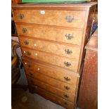 An 80cm reproduction walnut and mixed wood one piece chest on chest by Cameo Furniture with flight