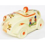 An Art Deco Sadler 'OKT42' novelty teapot in the form of a vintage Roadster with all over nursery