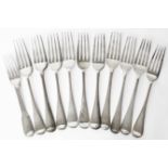 A set of six Walker & Hall Sheffield silver dinner forks - sold with four others and a dessert fork