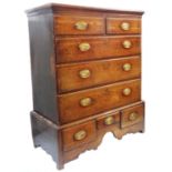 A 93cm 19th Century stained oak Georgian style chest on chest with two short and three long