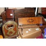 An early 20th Century inlaid book trough with brass label to base made by Disabled Soldiers and