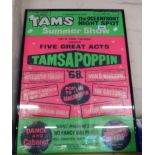 A vintage 1960's Tamsapoppin poster advertising dance and caberet for the Tams Nightspot, Jersey