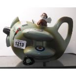 A Carltonware novelty teapot in the form of a World War I bi-plane with transfer printed and painted