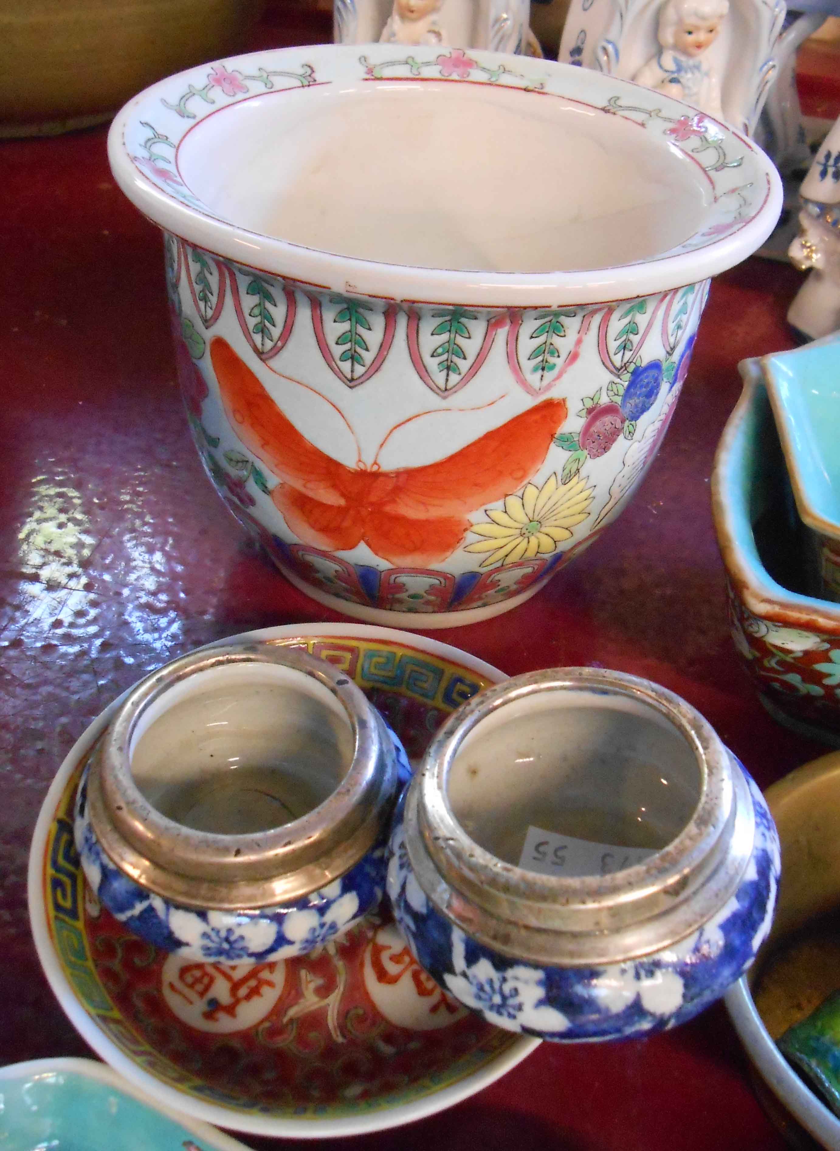 A selection of late 20th Century Chinese ceramics - sold with a pair of silver topped blue and white - Image 2 of 7