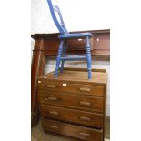 A painted wood Windsor standard chair - sold with a 76cm vintage mixed wood chest of four long