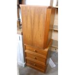 A 50cm retro teak G Plan beside chest of three drawers - sold with a similar G Plan lift-top laundry