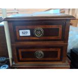 An Edwardian mahogany and strung two drawer trinket box