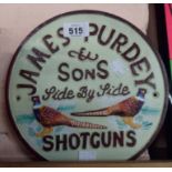 A modern painted cast iron Purdey Shotguns sign