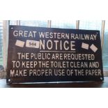 A modern painted cast iron GWR toilet sign