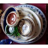 A selection of assorted ceramics including meat platters, pub advertising ashtrays, etc.