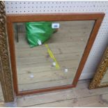 A stained oak framed bevelled oblong mirror - from a dressing table