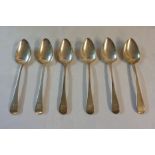 A set of six silver dessert spoons with engraved initials to terminals - London 1832