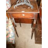 A 48cm late Georgian mahogany side table, set on high ring turned legs