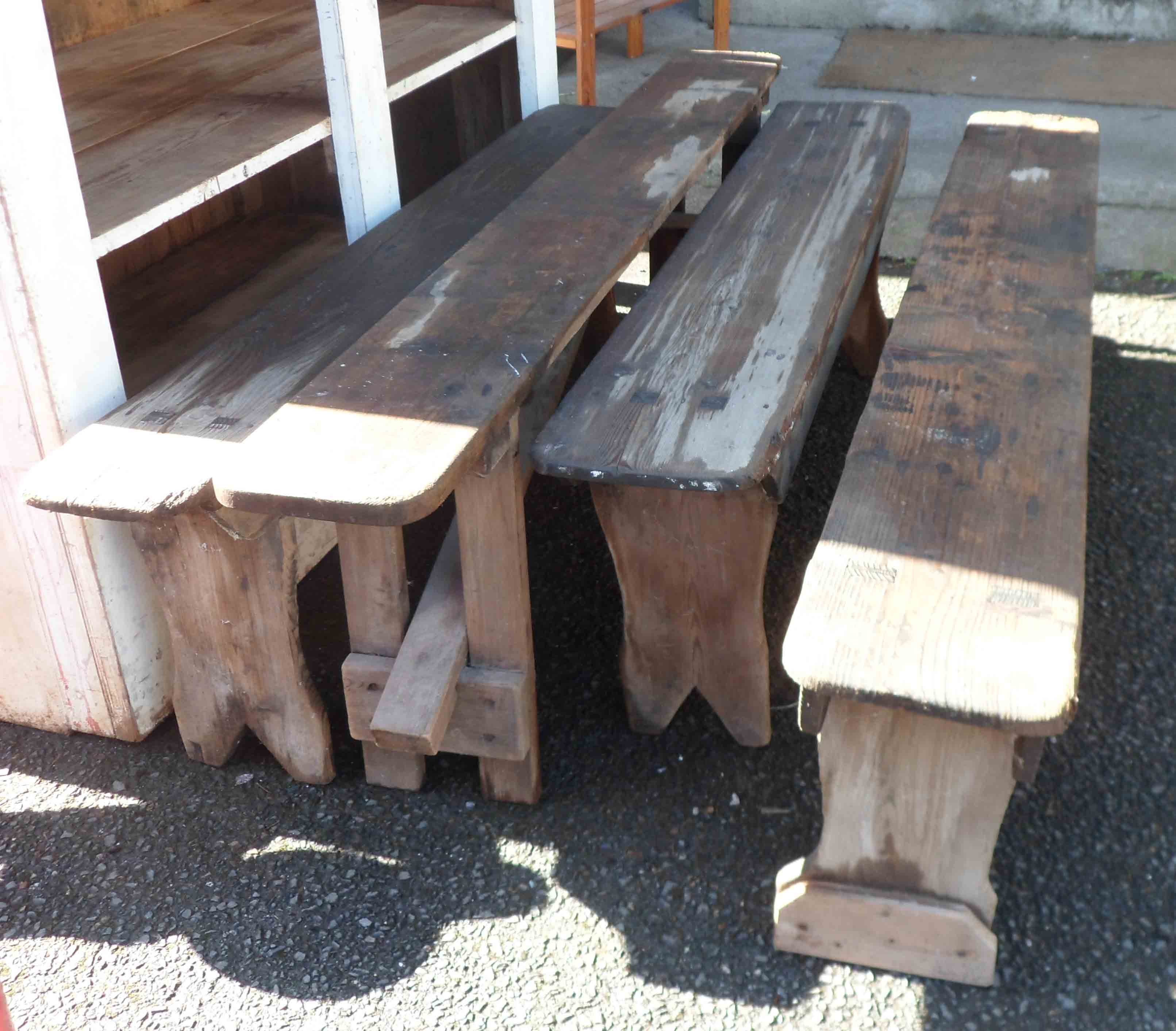 Four antique pine forms