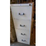 A 47cm vintage Ryman white painted metal four drawer filing cabinet - with key