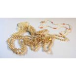 A vintage three strand Ciro simulated pearl necklace with marked 9ct. clasp - sold with a string