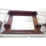 A 1.24m Victorian mahogany freestanding or wall hanging overmantel mirror with bevelled oblong plate