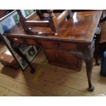 A 91cm 19th Century mahogany side table with decorative inlaid border and two frieze drawers, set on