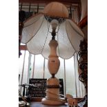 A vintage alabaster table lamp with brass fittings - sold with shade
