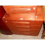 A 70cm retro G Plan "Fresco" teak and mixed wood chest of four long graduated drawers, each with
