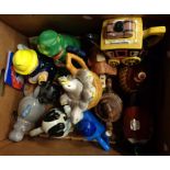 A box containing a quantity of Danbury Mint Bob Hersey Pots of Fun novelty teapots and a brochure