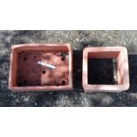 An old terracotta butler's sink - sold with a square terracotta pipe section