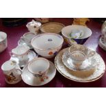 A selection of assorted ceramic items including early 19th Century pearlware bowl with all over
