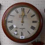 A reproduction stained wood cased dial wall clock, the 31cm diameter dial marked for J Mercer,