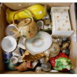 A box containing a quantity of assorted ceramics and glassware
