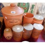 A selection of Henry Watson pottery Original Suffolk terracotta kitchen storage jars comprising