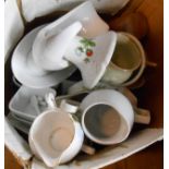 A box containing a quantity of assorted ceramic items including teaware, etc.