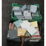 Two crates containing a large quantity of assorted decorative vintage and later tiles