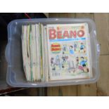 A box containing a large collection of vintage Beano comics and Dandy similar