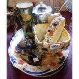 A selection of assorted ceramics including Porthmadog meat platter, SylvaC pebble form planters,
