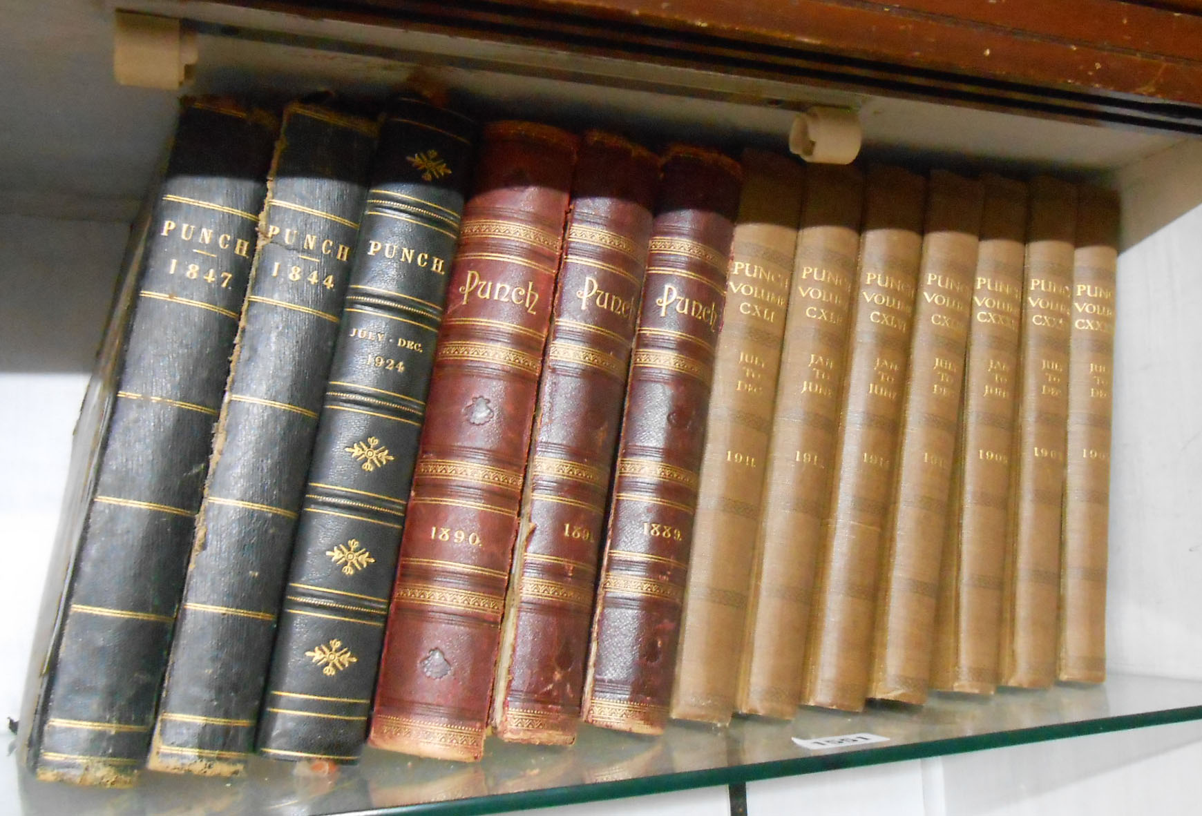 PUNCH: bound vols, 1844, 1847, 1890's and early brown cloth bound 20th Century examples, all 4to.,