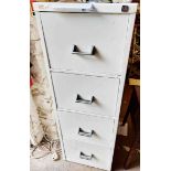 *A 47cm vintage Ryman white painted metal four drawer filing cabinet - with key