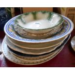 A small selection of ceramic items comprising assorted blue and white and other meat platters,
