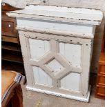 A 93cm old painted pine lectern with sloping top and panelled front