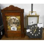 An early 20th Century stained walnut cased desk timepiece with HAC bell striking movement - sold