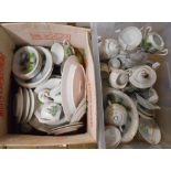 Two boxes containing a quantity of Japanese porcelain tea and dinner ware