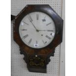 A late 19th Century drop dial wall timepiece with decorative glazed panel door and simple movement