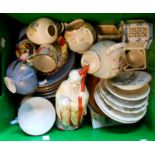 A crate containing a quantity of assorted ceramic items including Japanese eggshell porcelain, etc.