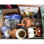 A box containing a quantity of ceramic and other collectable items
