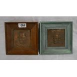 A pair of early 20th Century pressed copper plaques depicting characters from Dickens, Bill Sikes