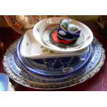 A small quantity of ceramic items including meat platters, tin glazed plates, etc.
